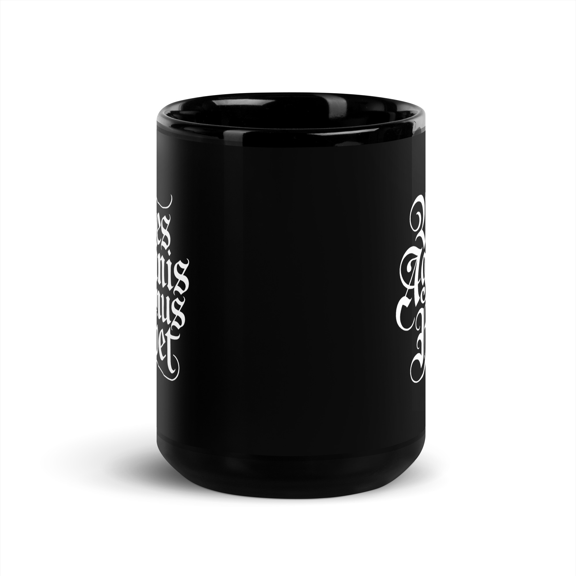 Mug noir Vires agminis unus habet gothique – Image 6