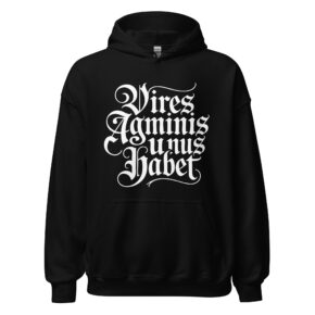 Sweatshirt capuche Vires agminis unus habet gothique