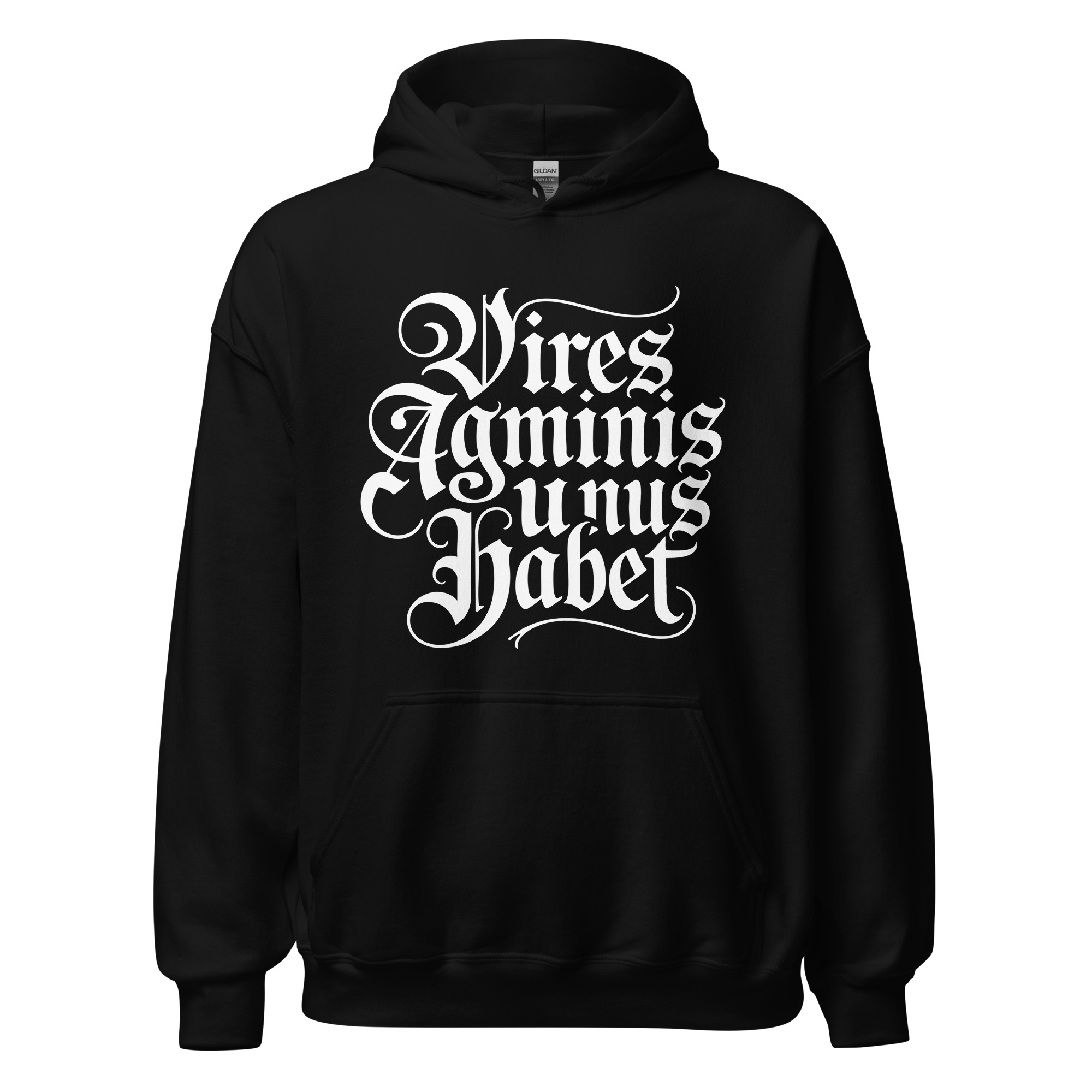 Sweatshirt capuche Vires agminis unus habet gothique