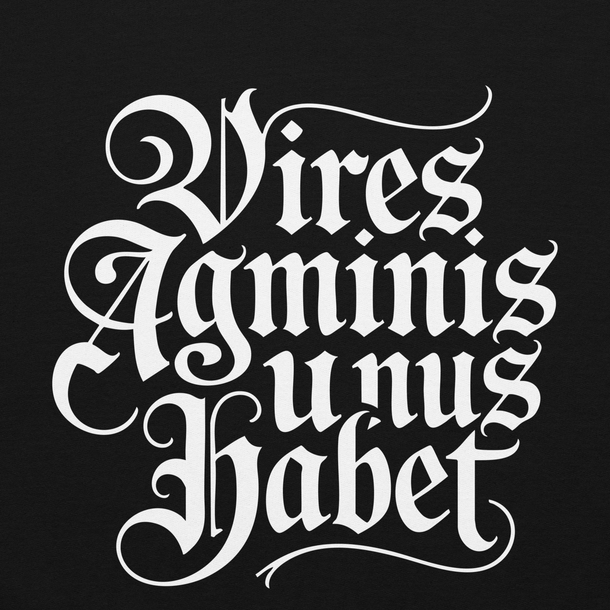 Sweatshirt capuche Vires agminis unus habet gothique – Image 2
