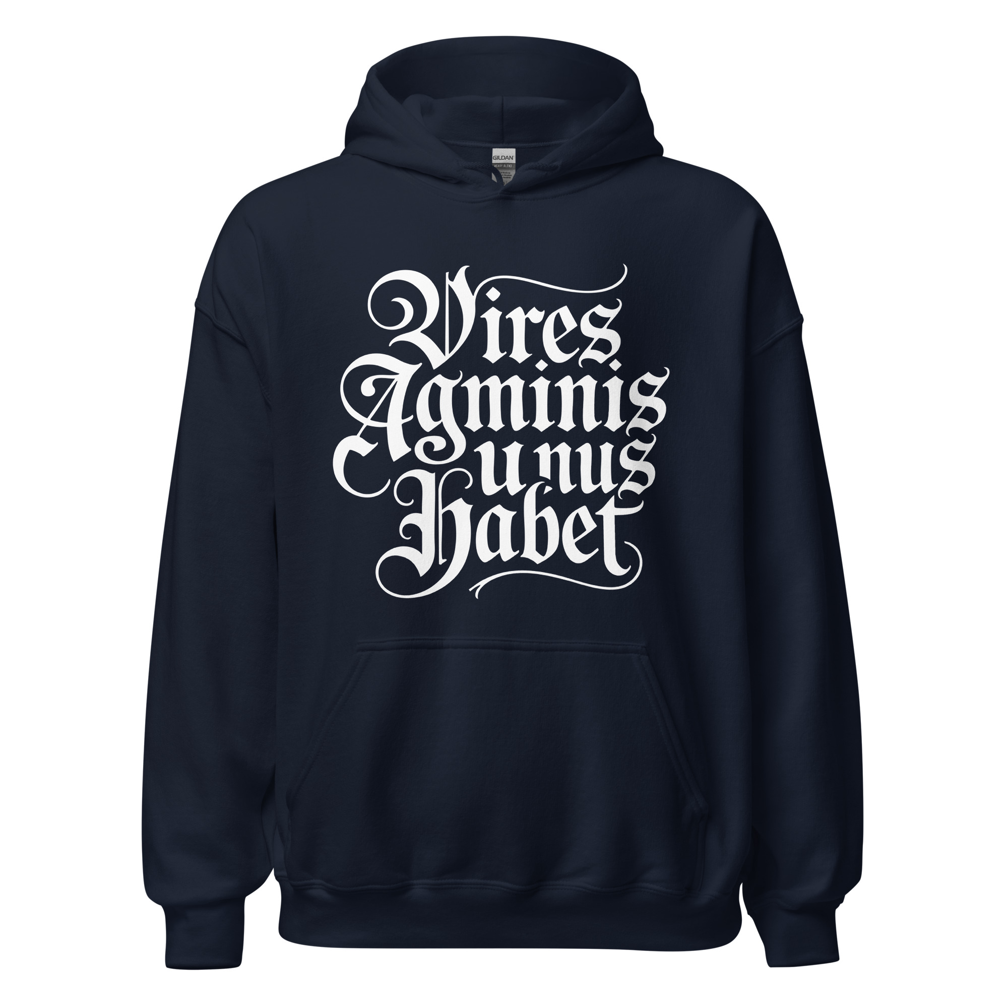 Sweatshirt capuche Vires agminis unus habet gothique – Image 3